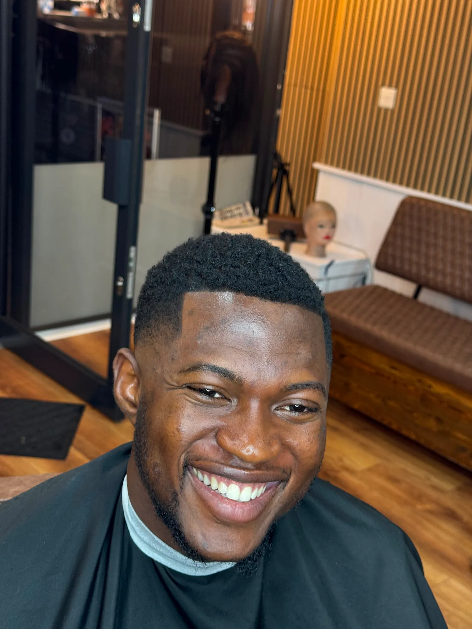 Men's skin fade, front view